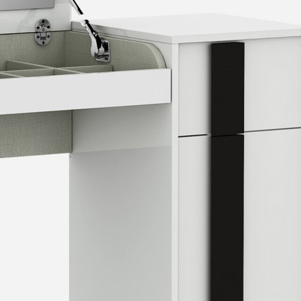 39" White And Black Wood Vanity Table