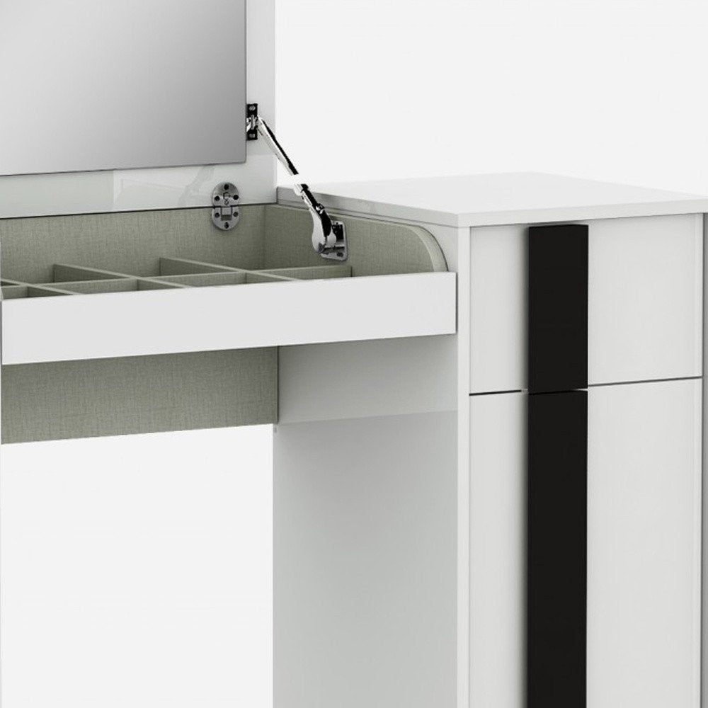 39" White And Black Wood Vanity Table