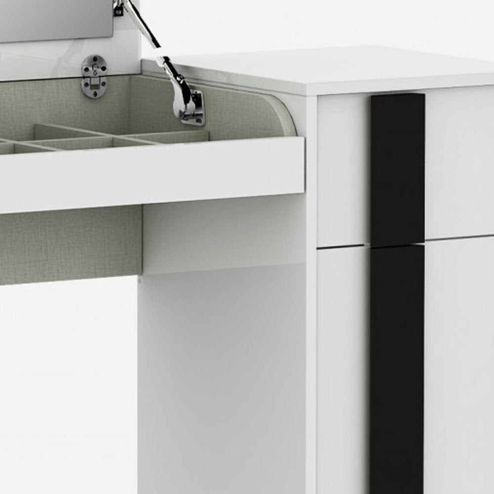 39" White And Black Wood Vanity Table