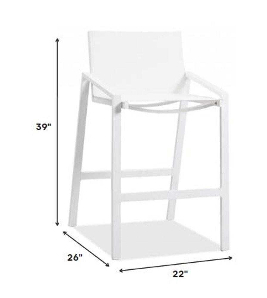 28" White Iron And Steel Counter Height Bar Chair