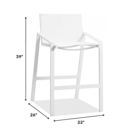 28" White Iron and Stainless Steel Counter Height Bar Chair