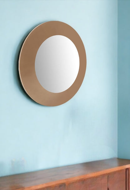 47" Gold Round Wood Framed Accent Mirror