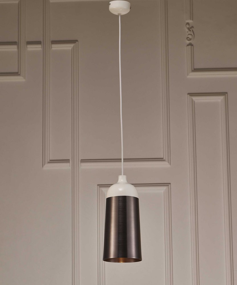Brown And White Cylinder Metal Ceiling Light With Brown Shades