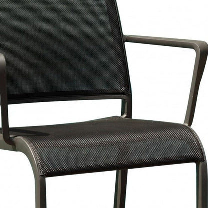 Set of Four Gray Dining Arm Chairs