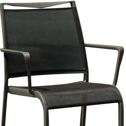 Set of Four Gray Dining Arm Chairs