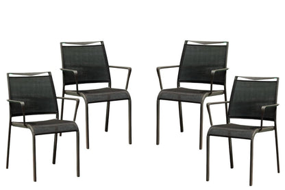 Set of Four Gray Dining Arm Chairs