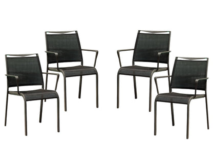 Set of Four Gray Dining Arm Chairs