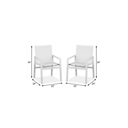 Set of Two 22" White Metal Indoor Outdoor Dining Chair