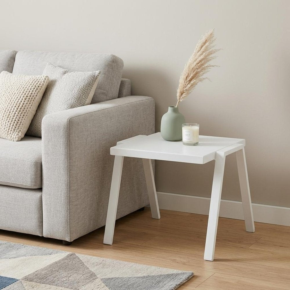 22" White Aluminum Outdoor Side Table