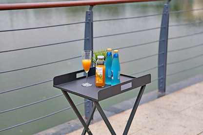 19" Gray Aluminum Outdoor Side Table