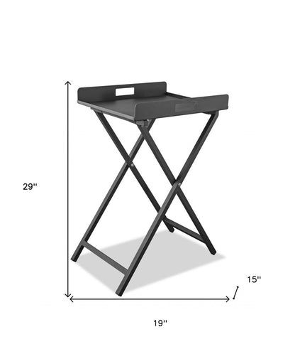 19" Gray Aluminum Outdoor Side Table