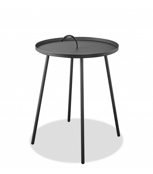 20" Dark Gray Aluminum Round Outdoor Side Table