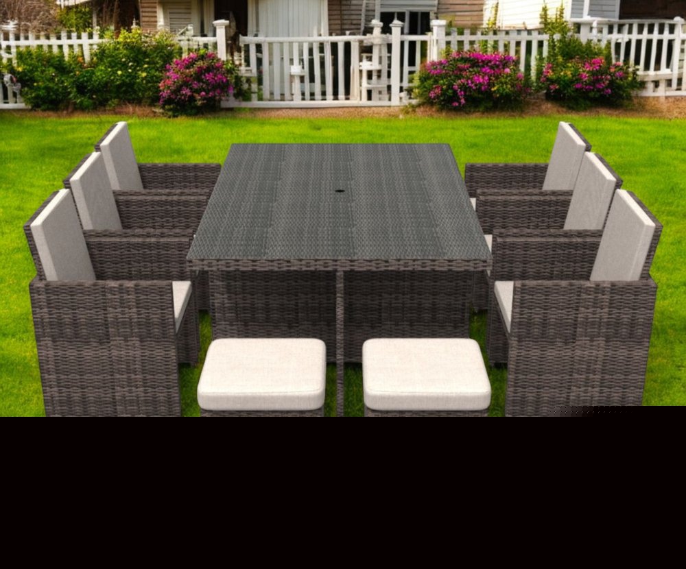 11 Piece Clear and Gray Glass Dining Set