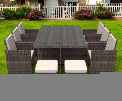 11 Piece Clear and Gray Glass Dining Set