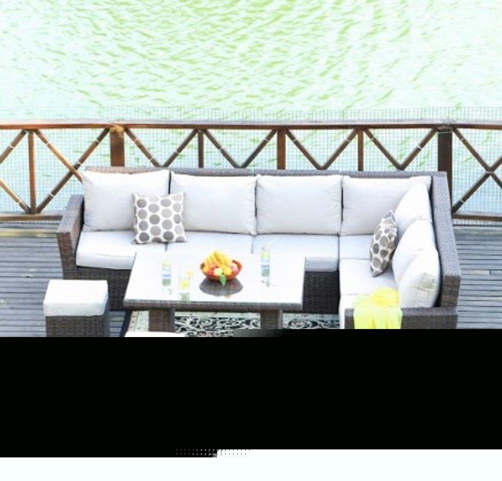 180.96" X 33.54" X 34.71" Brown 8Piece Outdoor Sectional Set With Cushions
