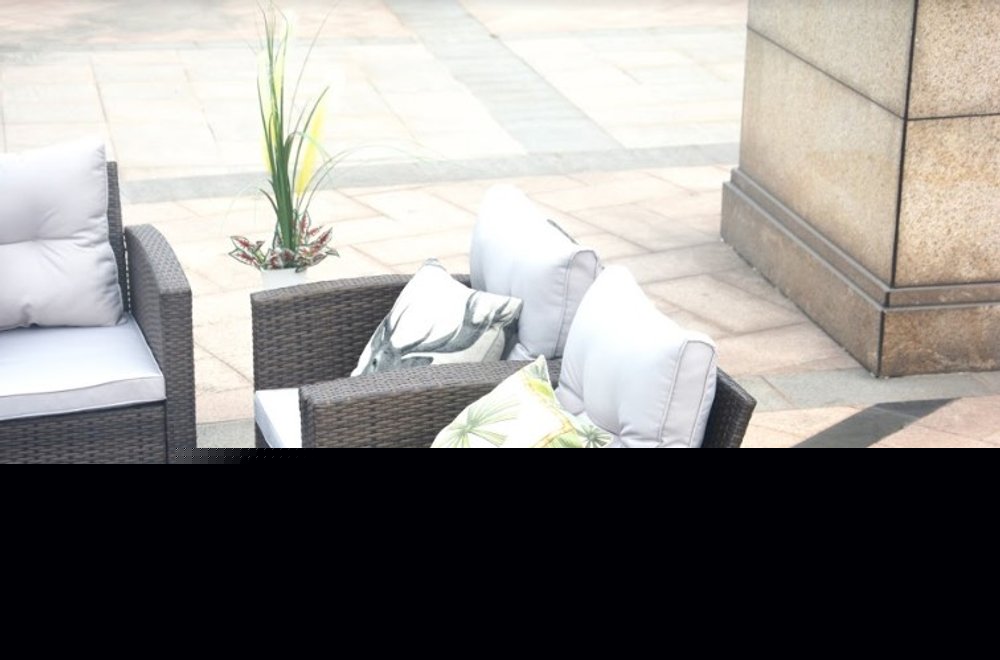Six Piece Outdoor Brown Metal Sofa Seating Group With Cushions