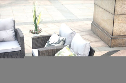 Six Piece Outdoor Brown Metal Sofa Seating Group With Cushions