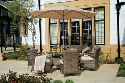 Seven Piece Clear and Gray Round Glass Dining Set
