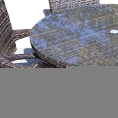 Seven Piece Clear and Gray Round Glass Dining Set