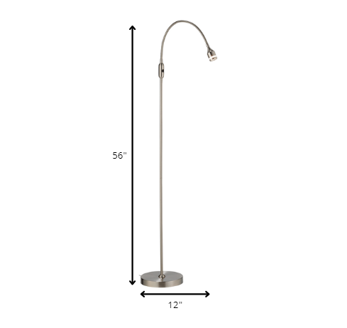 56" Silver LED Arched Floor Lamp With Silver