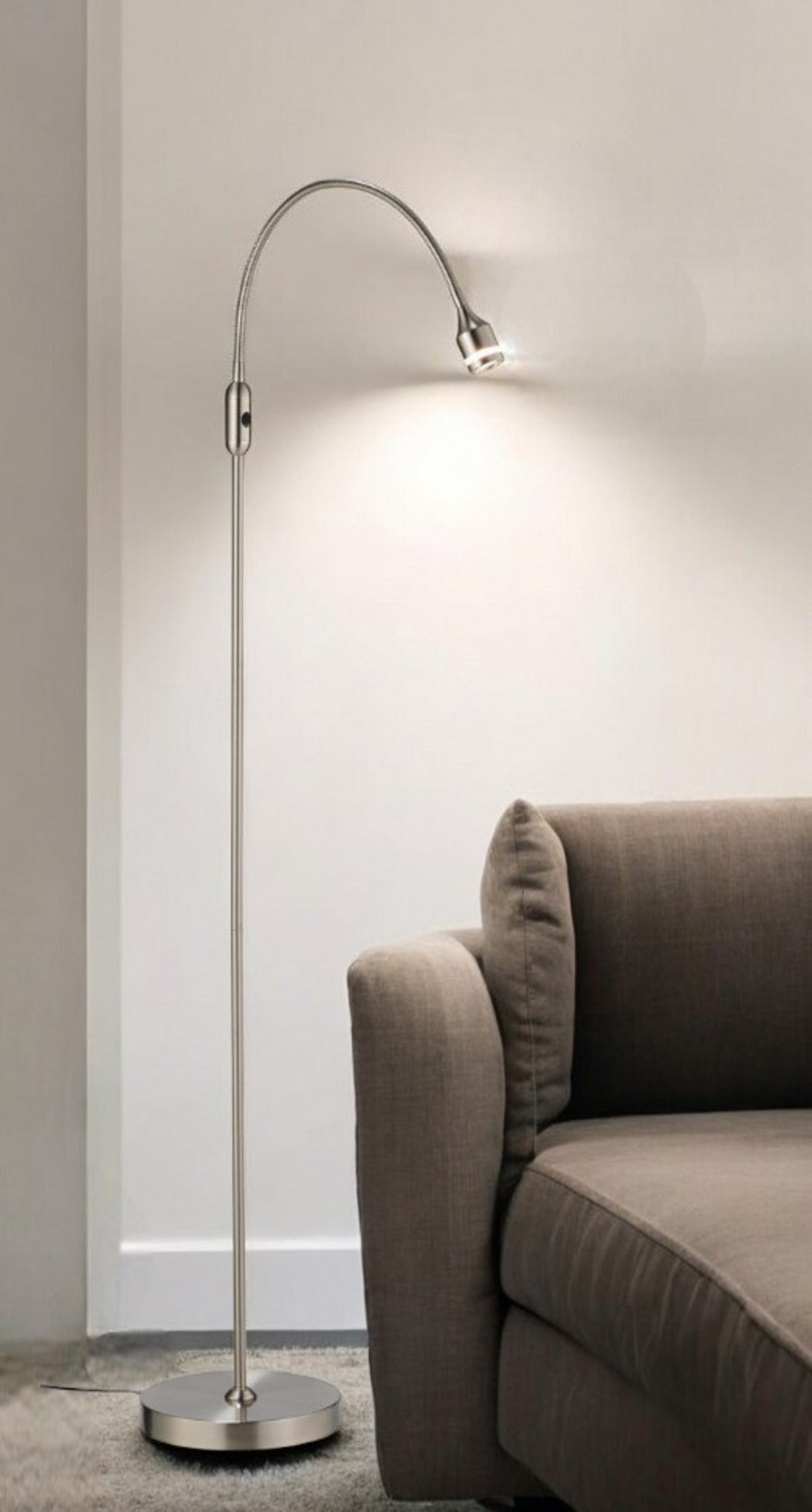 56" Silver LED Arched Floor Lamp With Silver