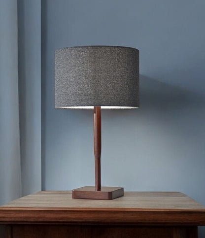 Cozy Cabin Walnut Wood Finish Table Lamp