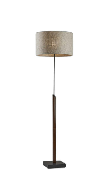 63" Beige And Black Floor Lamp With Beige Fabric Drum Shade