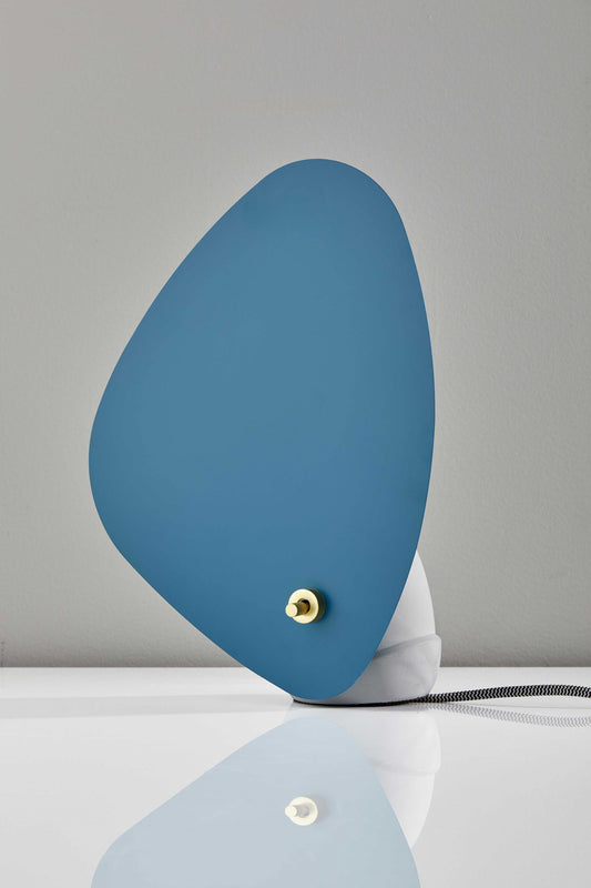 13" Gray Concrete Novelty Bedside Lamp With Aqua Novelty Shade