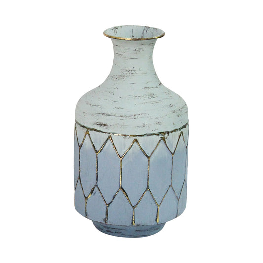12" Blue And Gold Bud Metal Table Vase
