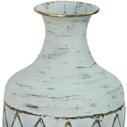 12" Blue And Gold Bud Metal Table Vase