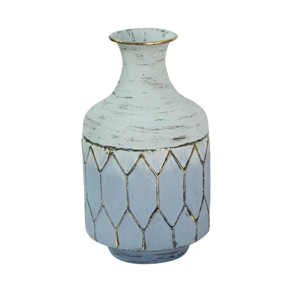 12" Blue And Gold Bud Metal Table Vase