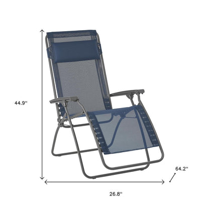 27" Blue Metal Outdoor Zero Gravity Chair with Blue Cushion