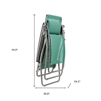 27" Blue Metal Outdoor Zero Gravity Chair with Blue Cushion