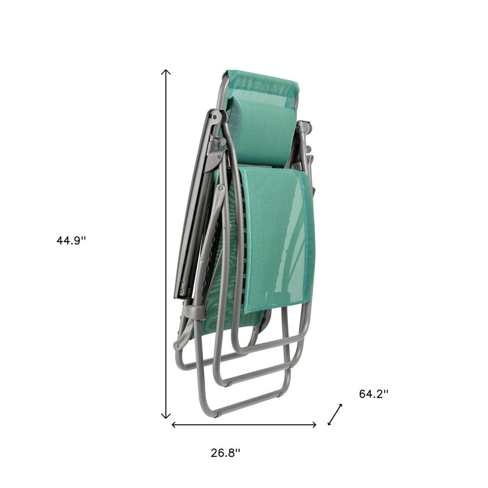 27" Blue Metal Outdoor Zero Gravity Chair with Blue Cushion
