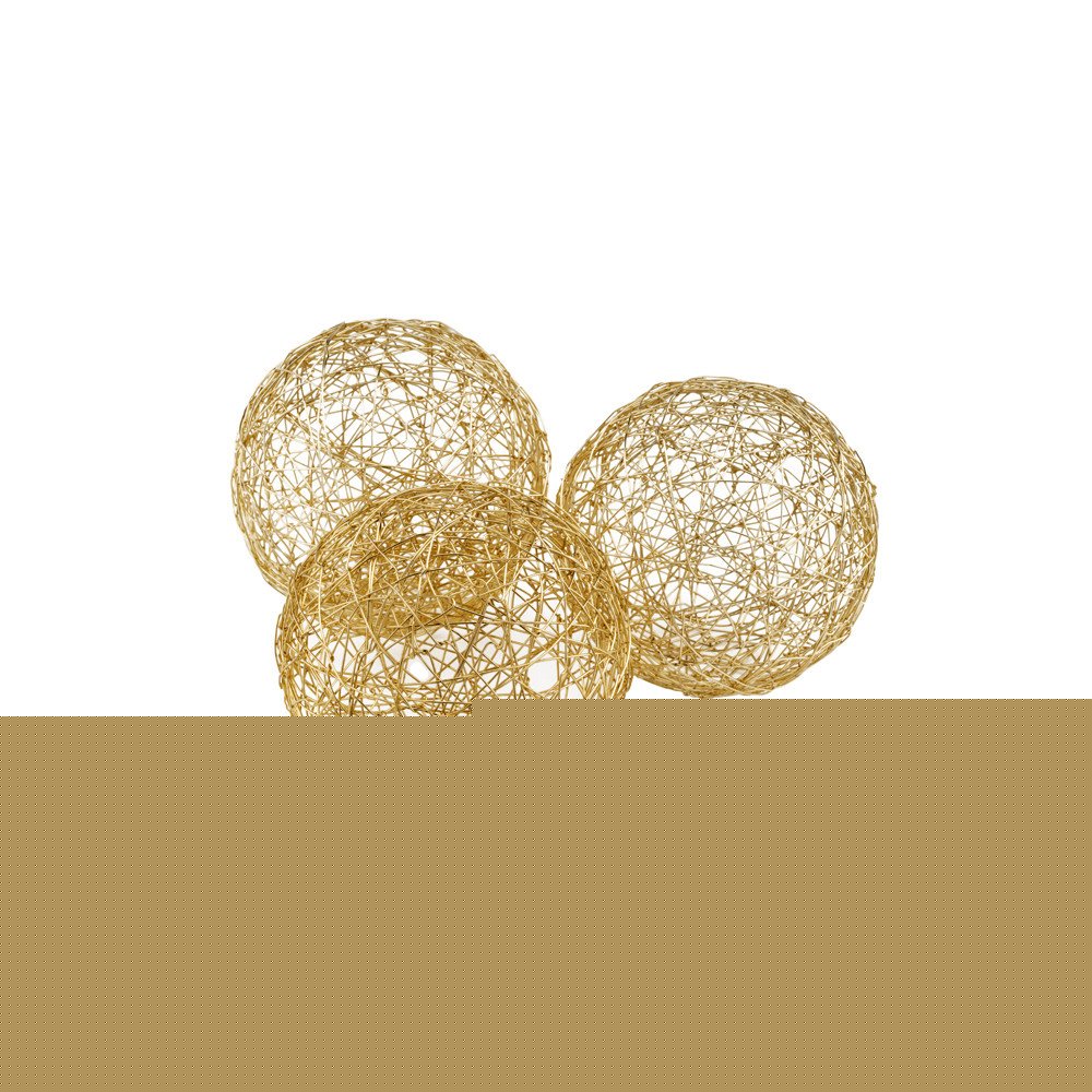 Set of Three Gold Aluminum Decorative Orbs