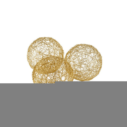 Set of Three Gold Aluminum Decorative Orbs