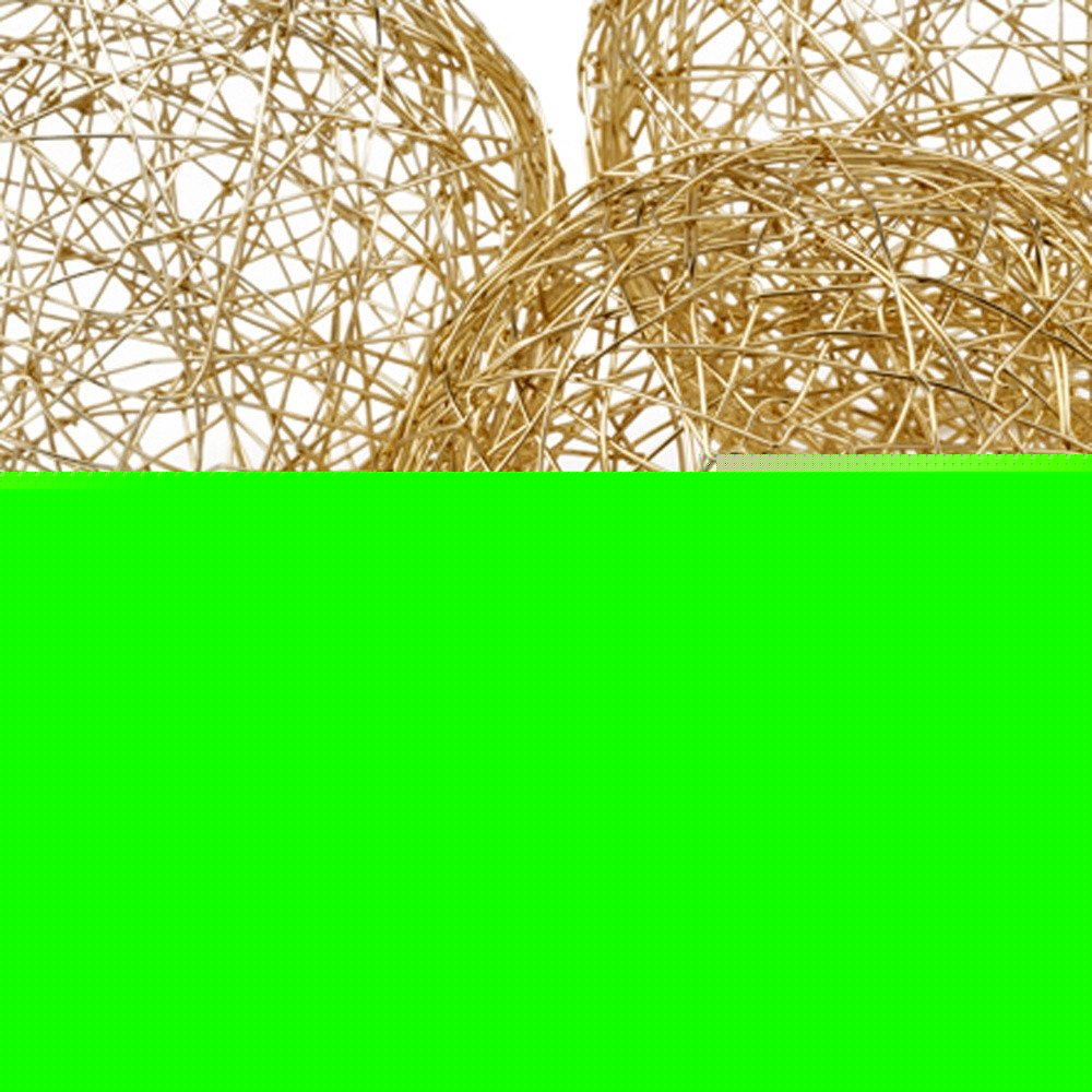 Set of Three Gold Wire Five Inch Decorative Orbs