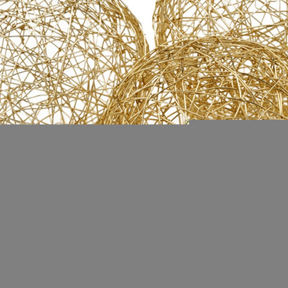 Set of Three Gold Wire Five Inch Decorative Orbs