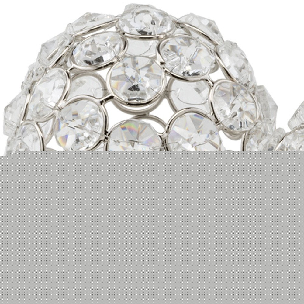 Set of Two Silver And Clear Faux Crystal And Metal Orb Decorative Tabletop Sculptures