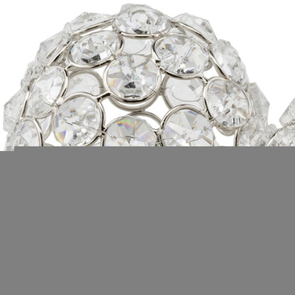 Set of Two Silver And Clear Faux Crystal And Metal Orb Decorative Tabletop Sculptures