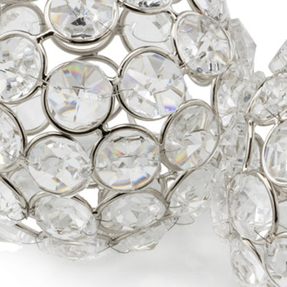 Set of Two Silver And Clear Faux Crystal And Metal Orb Decorative Tabletop Sculptures