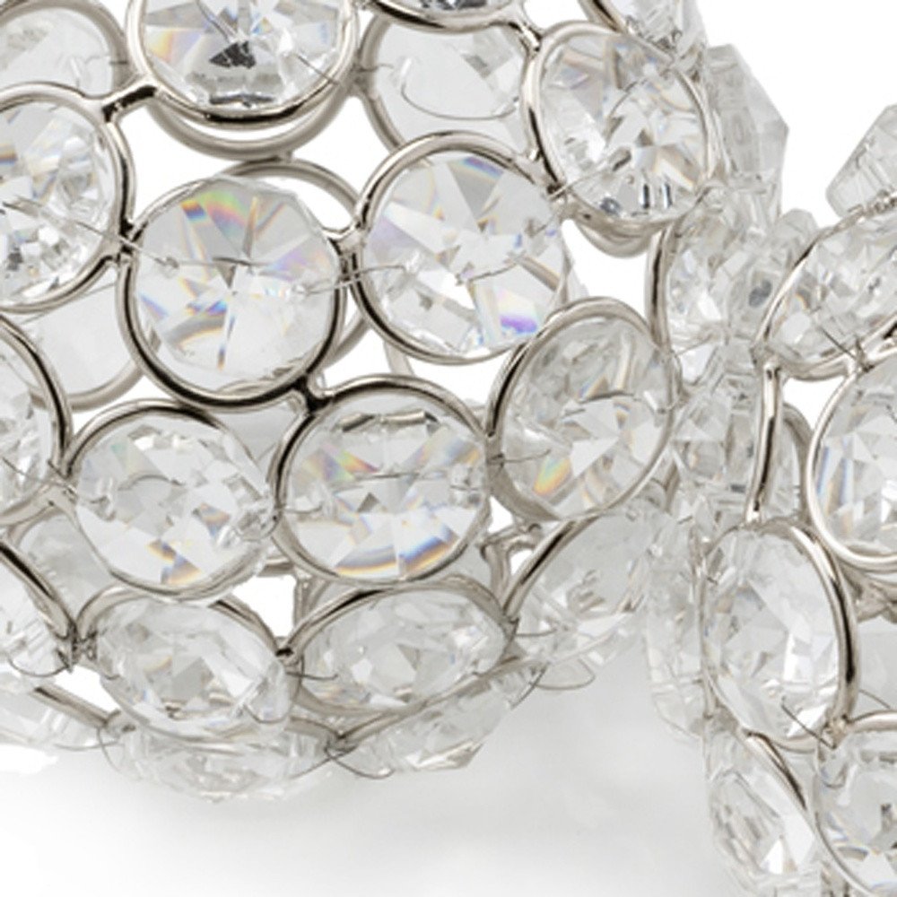 Set of Two Silver And Clear Faux Crystal And Metal Orb Decorative Tabletop Sculptures