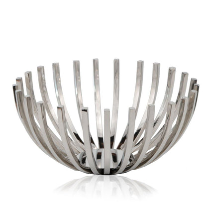 14" Silver Stainless Steel Decorative Bowl