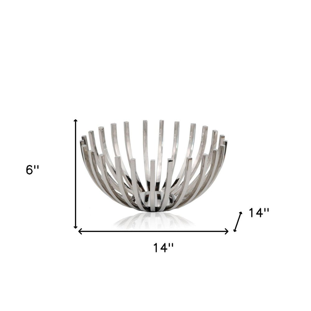 14" Silver Stainless Steel Decorative Bowl