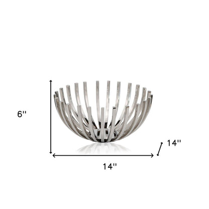 14" Silver Stainless Steel Decorative Bowl