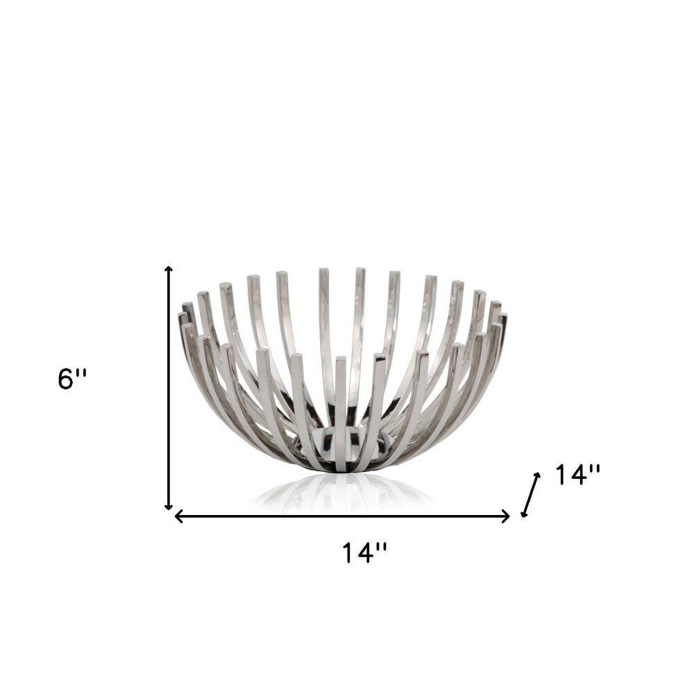 14" Silver Stainless Steel Decorative Bowl