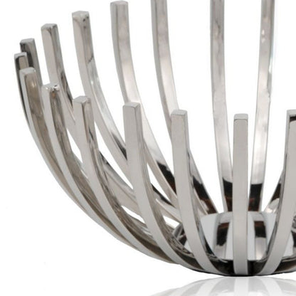 14" Silver Stainless Steel Decorative Bowl