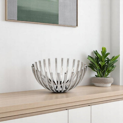 14" Silver Stainless Steel Decorative Bowl