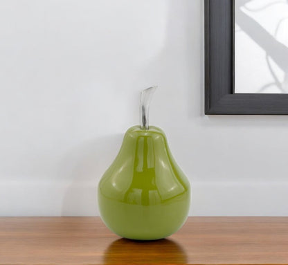 7" Green Aluminum Decorative Pear Tabletop Sculpture