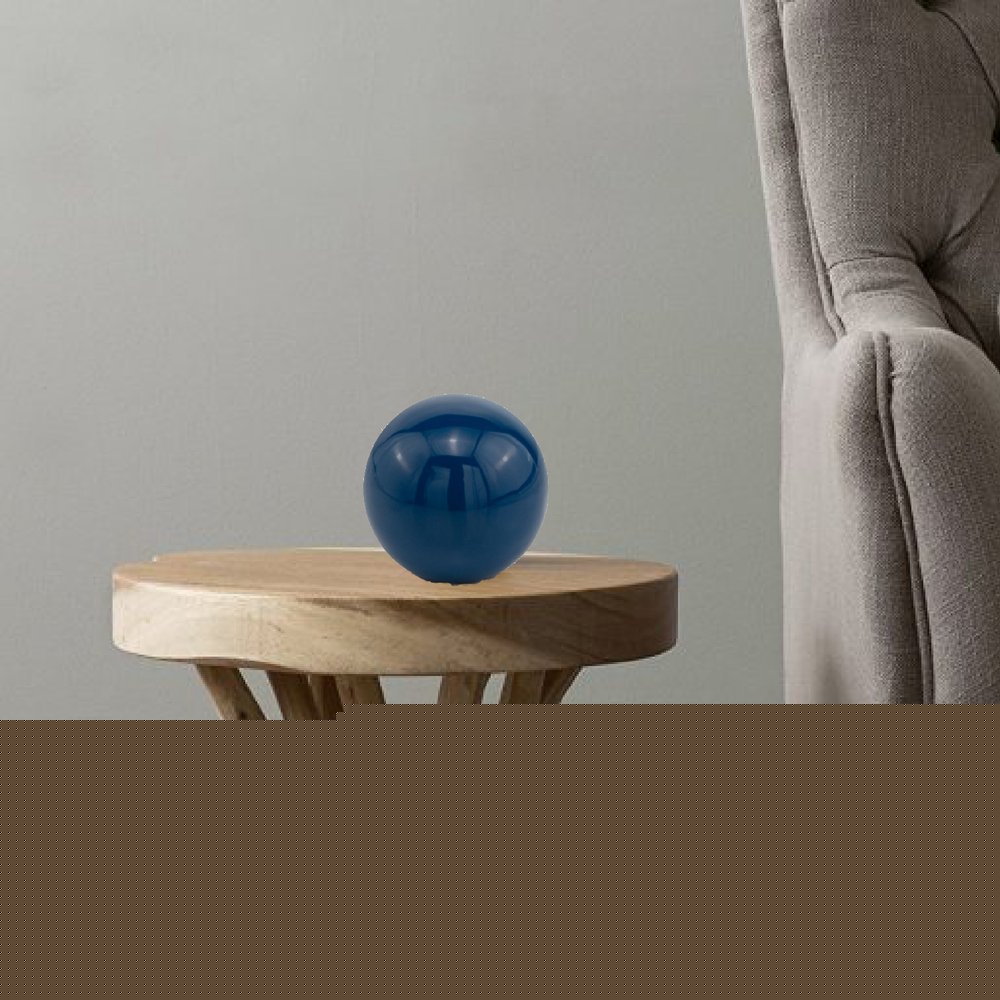 4" Blue Aluminum Decorative Orb Tabletop Sculpture